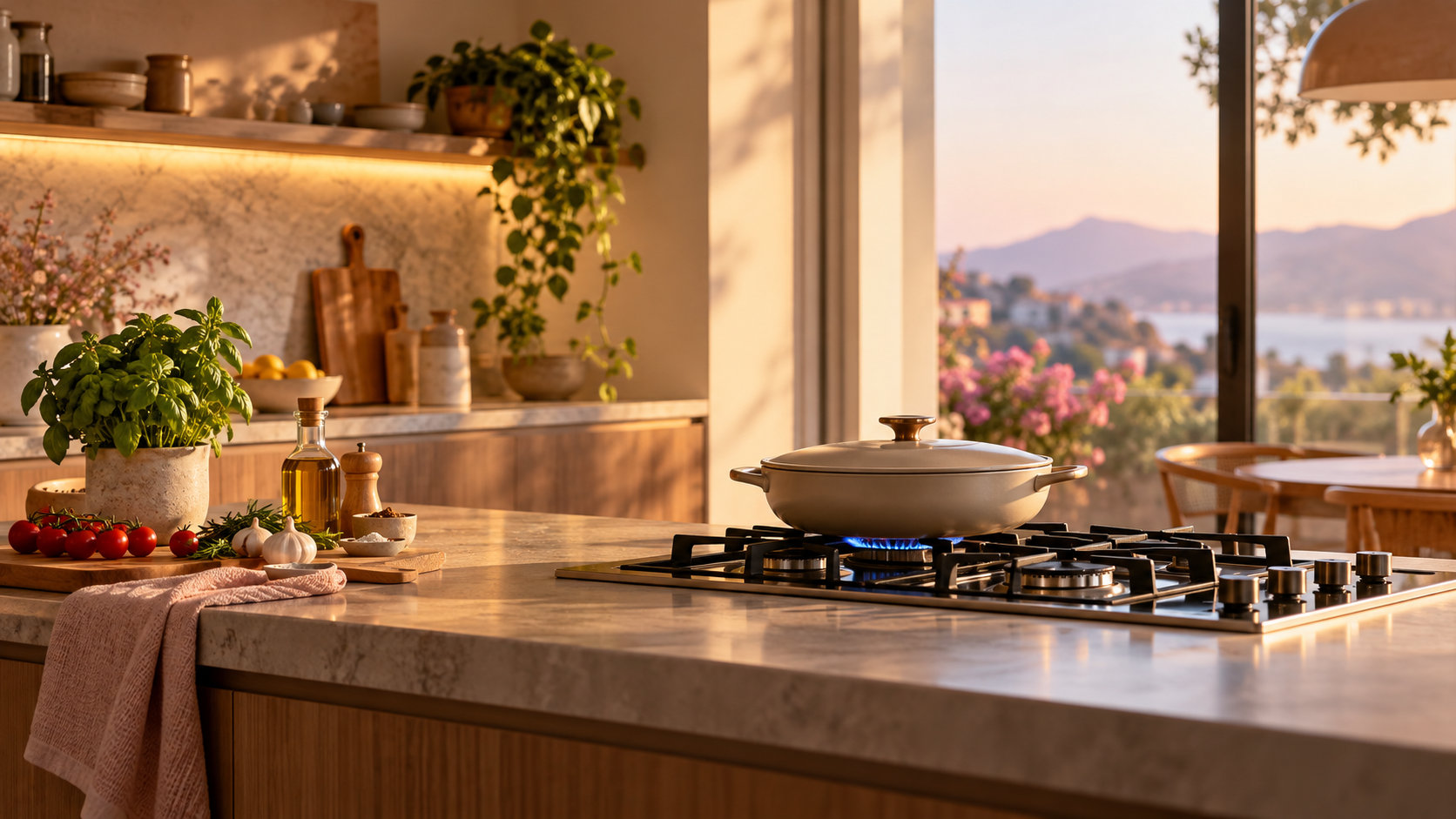 Cucina moderna alimentata a gas